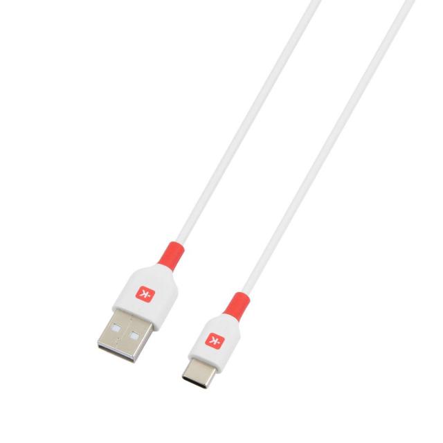 Кабел Skross, USB Type-C - USB-A 2.0 мъжко, 2.0м, Бял