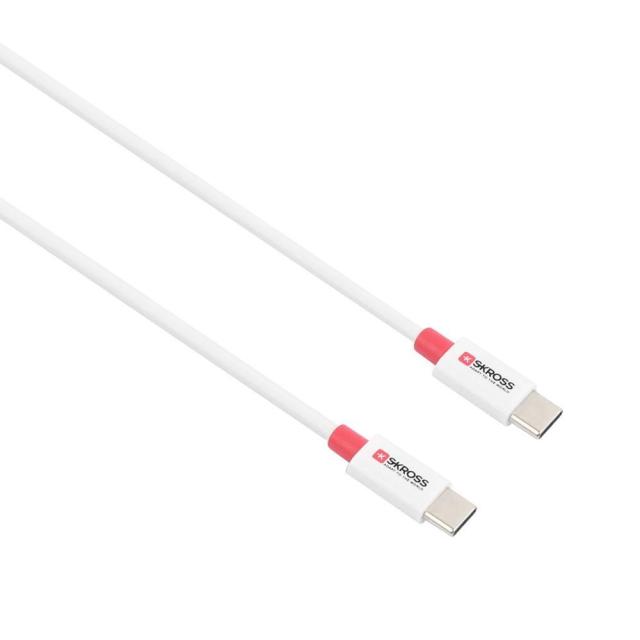 Кабел Skross, USB Type-C - USB Type-C 2.0 мъжко, 0.15 м, Бял