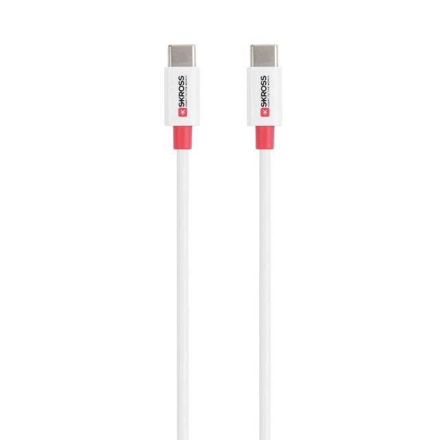Кабел Skross, USB Type-C - USB Type-C 2.0 мъжко, 1.20 м, Бял