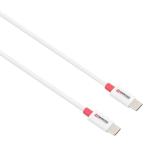 Кабел Skross, USB Type-C - USB Type-C 2.0 мъжко, 1.20 м, Бял