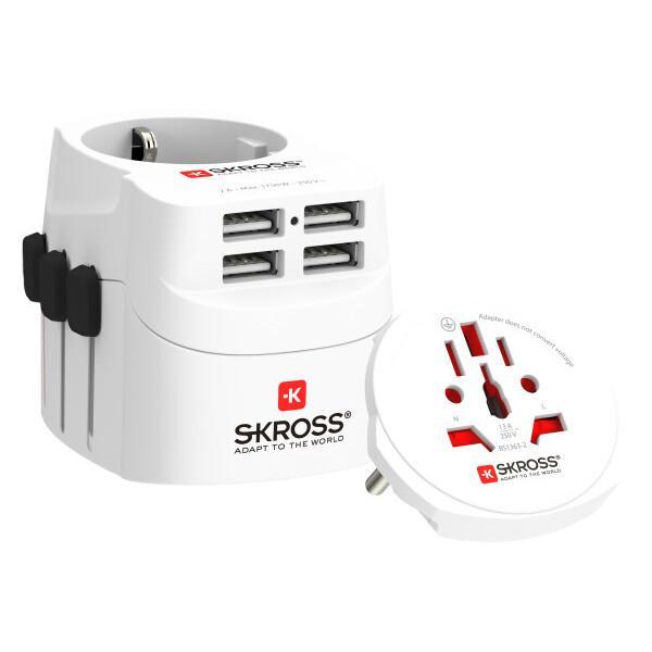 Адаптер SKROSS PRO Light 4 x USB-A, 1.302471, World, Бял