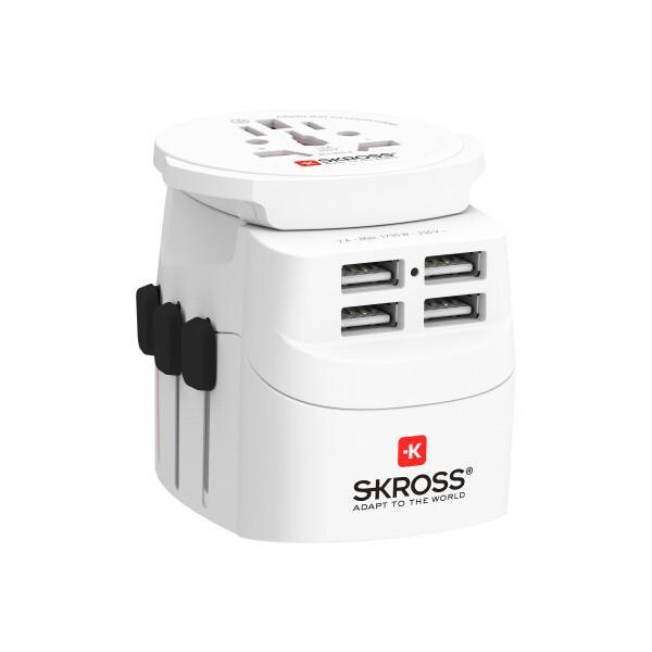 Адаптер SKROSS PRO Light 4 x USB-A, 1.302471, World, Бял