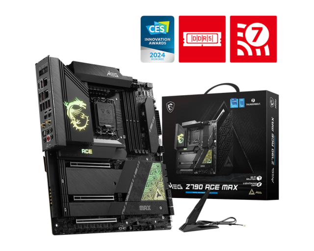 Дънна платка MSI MEG Z790 ACE MAX, Z790, LGA1700, DDR5, PCI-E 4.0, 6x SATA 6Gb/s, 5x M.2 slots, 3x USB 3.2 Gen2 Type-C, 2x 2.5G LAN, Wi-Fi7 / Bluetooth, E-ATX