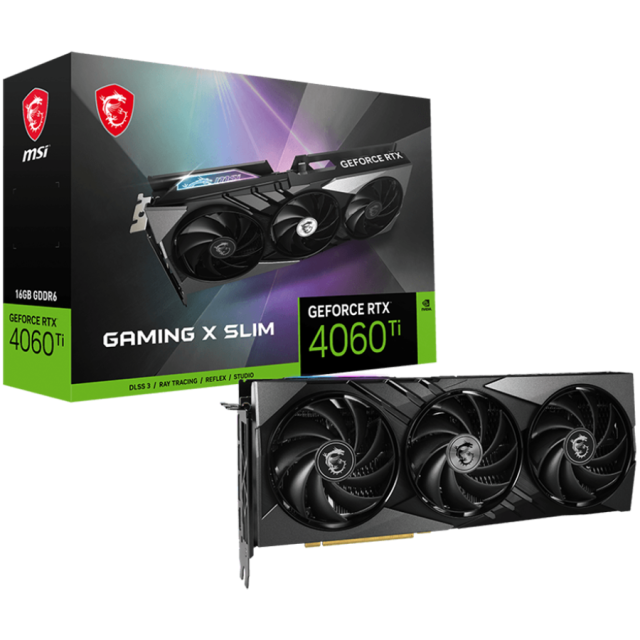 Видео карта MSI Nvidia GeForce RTX 4060 Ti GAMING X SLIM 16G, 16GB GDDR6X, 128-bit, 3x DP, HDMI