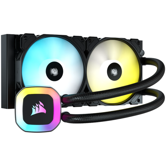 Охладител за процесор CORSAIR H100 RGB, 240mm Radiator, Liquid CPU Cooler, AMD/Intel