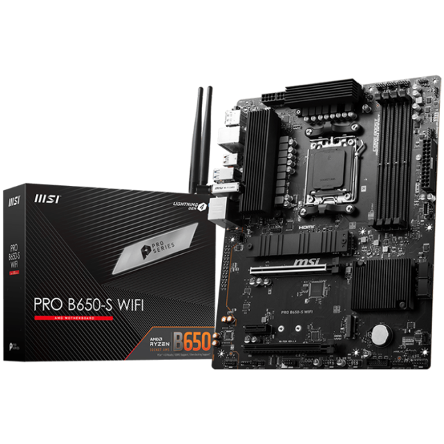 Дънна платка MSI PRO B650-S WIFI, AMD B650, AM5, DDR5, 2x M.2, 1x HDMI,1x DP, ATX