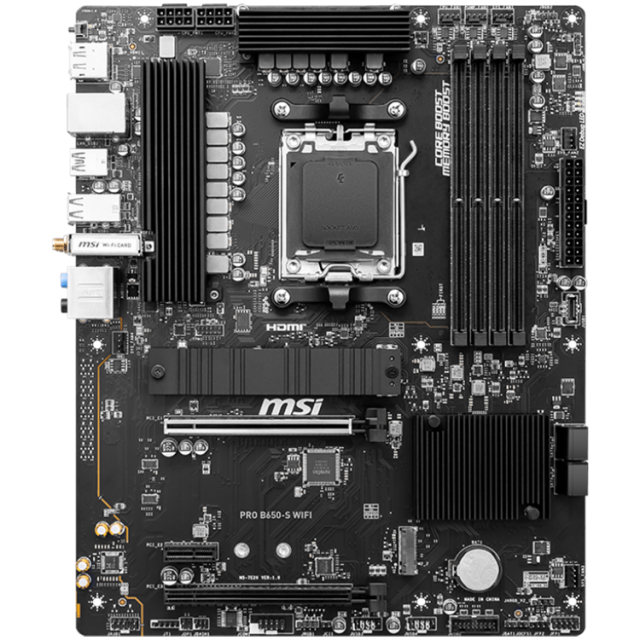 Дънна платка MSI PRO B650-S WIFI, AMD B650, AM5, DDR5, 2x M.2, 1x HDMI,1x DP, ATX