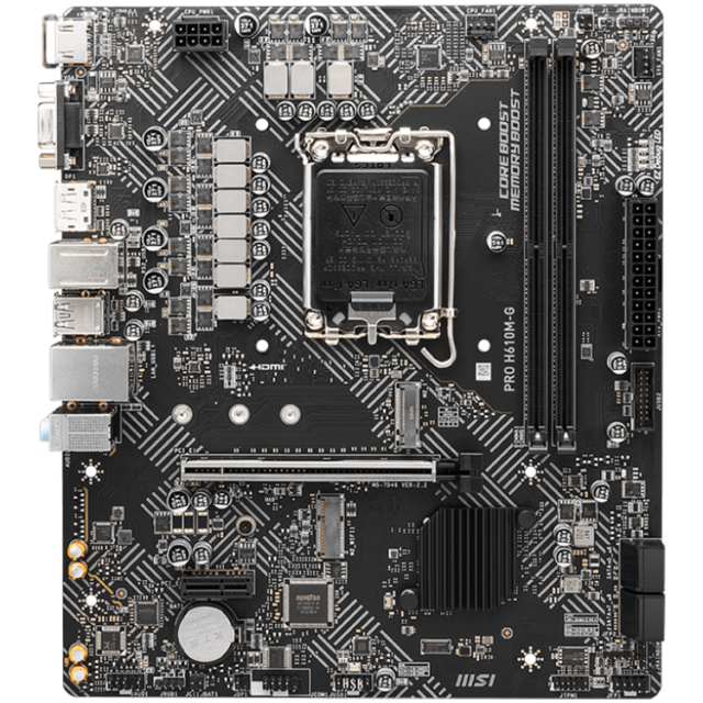 Дънна платка MSI PRO H610M-G, LGA1700, DDR5, 1x M.2 slot, 1x HDMI, 1x VGA, 1 x DP, mATX