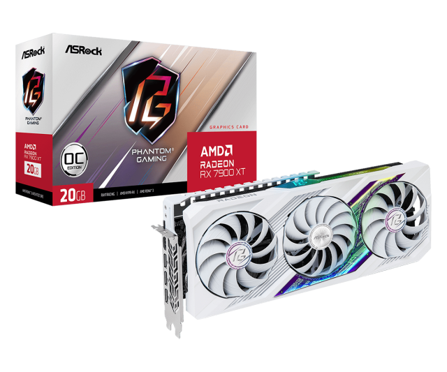 Видео карта ASROCK AMD RADEON RX 7900 XT Phantom Gaming White OC 20GB GDDR6, 320-bit, HDMI, 3xDP