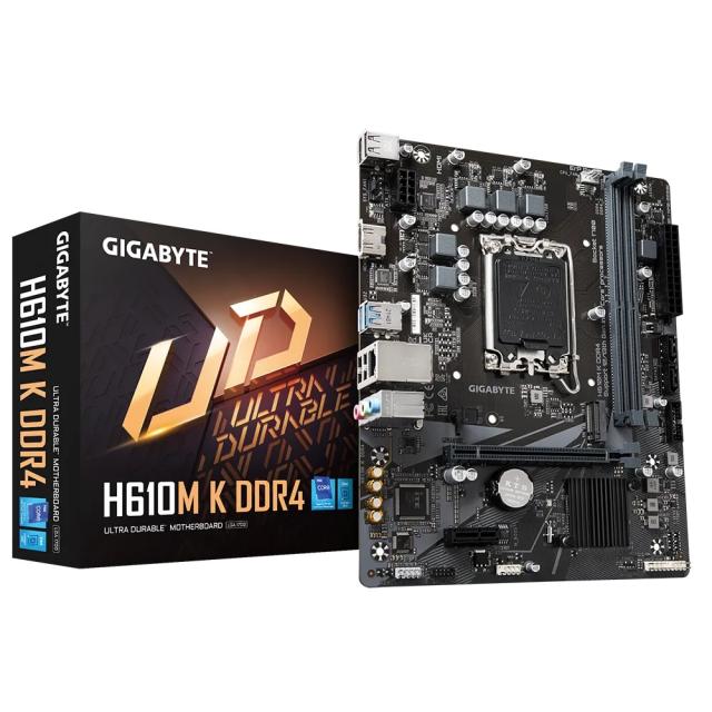 Дънна платка GIGABYTE H610M K, LGA1700, 2x DDR4, 1 x M.2, 4 x SATA 6Gb/s, HDMI, mATX