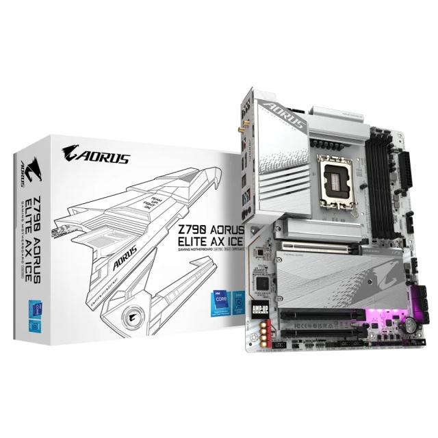 Дънна платка GIGABYTE Z790 A ELITE AX ICE, LGA1700, 4x DDR5, 4 x M.2, 6 x SATA 6Gb/s, WIFI 6, USB Type-C, HDMI, DP, ATX
