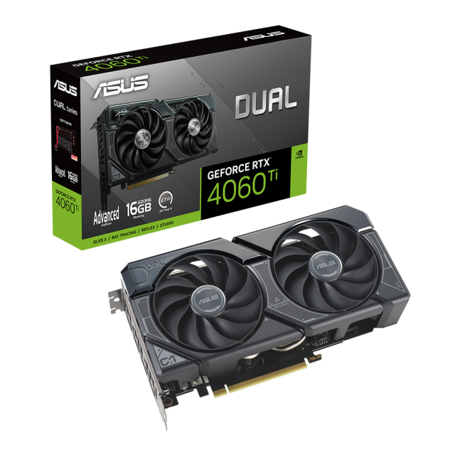 Видео карта ASUS DUAL GeForce RTX 4060 TI Advanced Edition 16GB OC GDDR6, 128-bit, HDMI, 3xDP