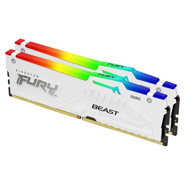 Памет Kingston FURY Beast White RGB, 32GB (2x16GB) DDR5 6000MHz, CL36, AMD EXPO