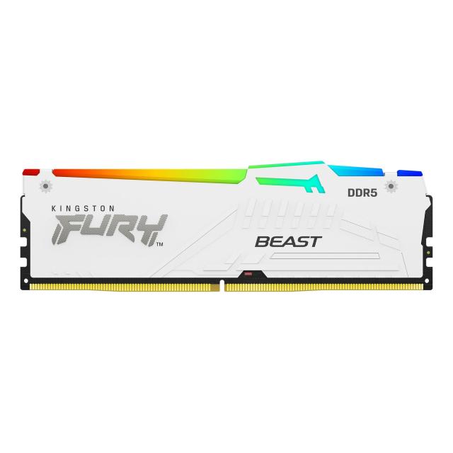 Памет Kingston FURY Beast White RGB, 32GB (2x16GB) DDR5 6000MHz, CL36, AMD EXPO