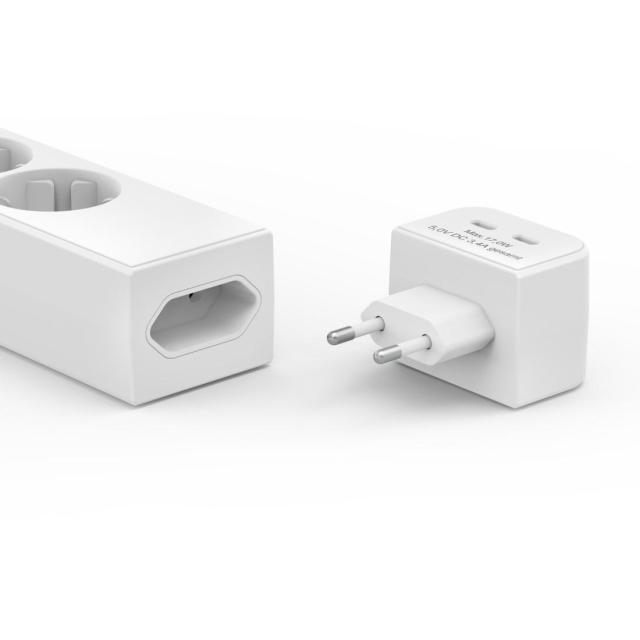 Разклонител HAMA 5 гнезда, 17 W, 2хUSB-C, превключвател, 1,4 м, бял