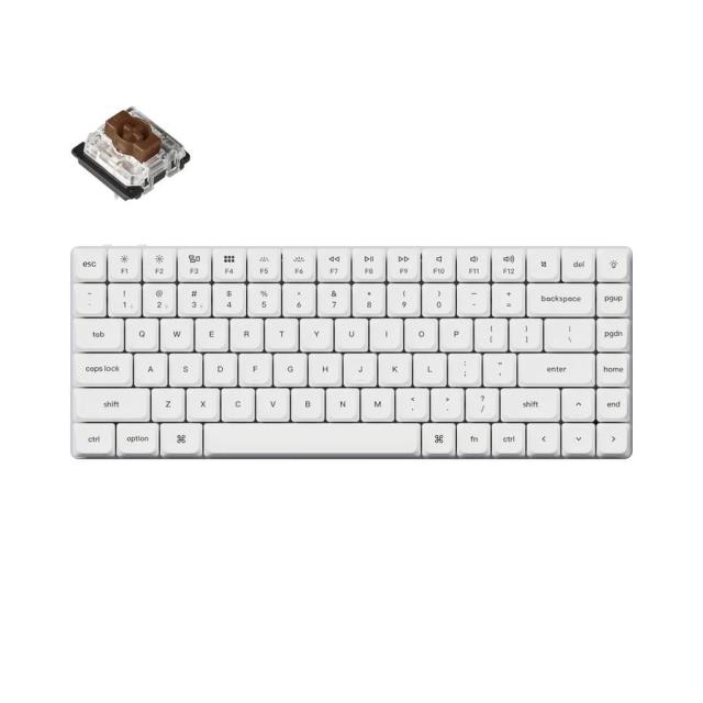 Геймърска механична клавиатура Keychron K3 Pro White QMK/VIA Gateron Low Profile Brown Switch, RGB Backlight