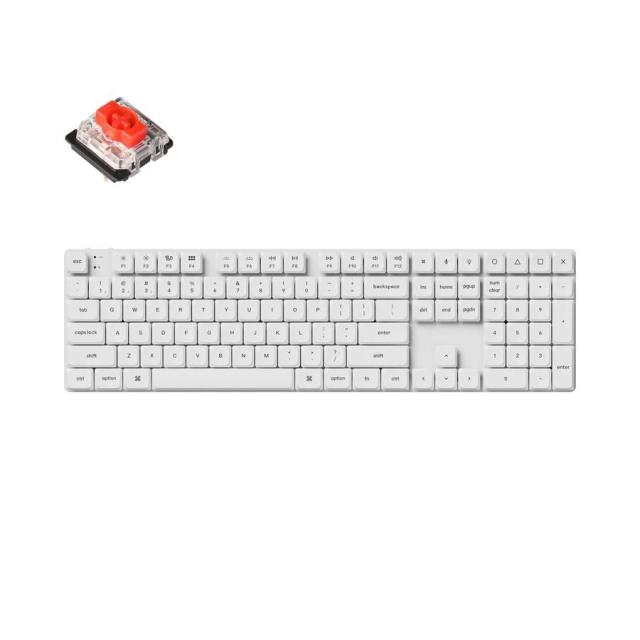 Геймърска механична клавиатура Keychron K5 Pro White QMK/VIA Full-Size Low-Profile Gateron(Hot Swappable) Red Switches RGB Backlight