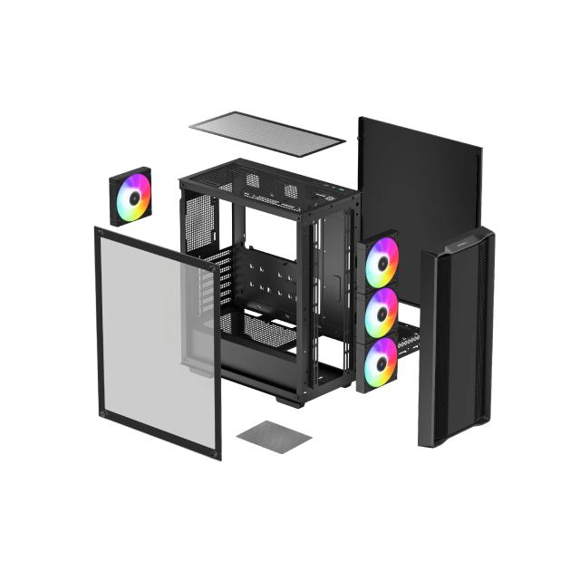 Кутия DeepCool CC560 A-RGB v2, 1 x USB 2.0, 1 x USB 3.0, HD Audio x 1, ATX, mATX, Mini-ITX