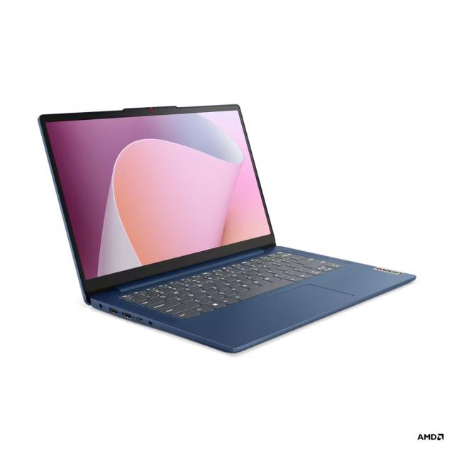 Лаптоп Lenovo IdeaPad Slim 3 14AMN8, 14.0" (35.56 cm), Full HD, AMD Ryzen 5 7520U (2.8/4.3GHz, 4M), AMD Radeon 610M, 16GB LPDDR5, 512GB SSD, Free DOS