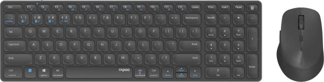 Комплект клавиатура и мишка RAPOO 9700M, Multi mode, Bluetooth/Wireless, Тъмносив