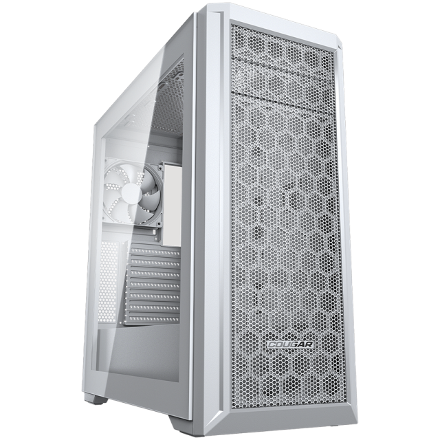 Кутия COUGAR  MX330-G Pro, Mid Tower,USB 3.0 x 2, USB 2.0 x 2, Mic x 1 / Audio x 1, RGB button, MiniITX/MicroATX/ATX, бяла