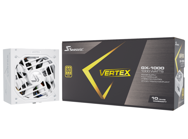 Захранване SEASONIC VERTEX GX-1000 1000W White, 80+ Gold PCIe 5.0, Fully Modular