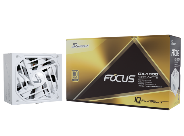 Захранване SEASONIC FOCUS GX-1000 1000W, White 80+ Gold PCIe 5.0, Fully Modular