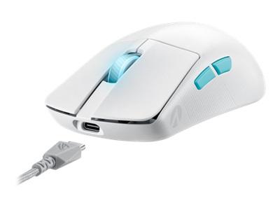 Геймърска мишка Asus ROG Harpe Ace Aim Lab White, оптична, 36000dpi, USB/Bluetooth/Wireless, бяла