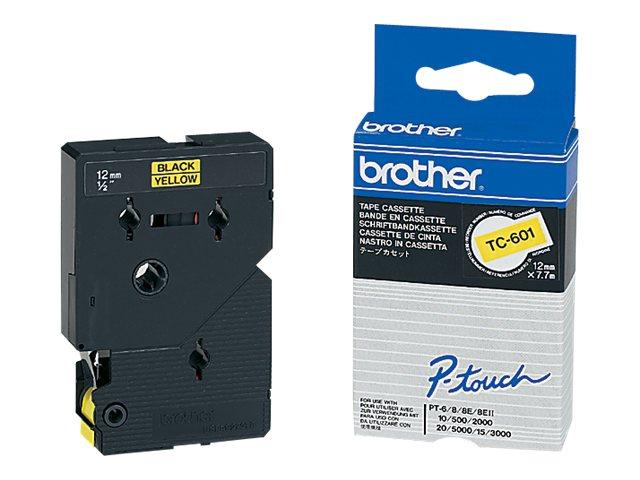 Консуматив BROTHER P-Touch TC-601, Black on Yellow, 12mm