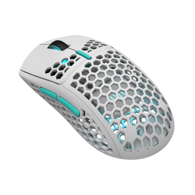 Геймърска мишка Dark Project ME4, Wireless, White/Neon Blue