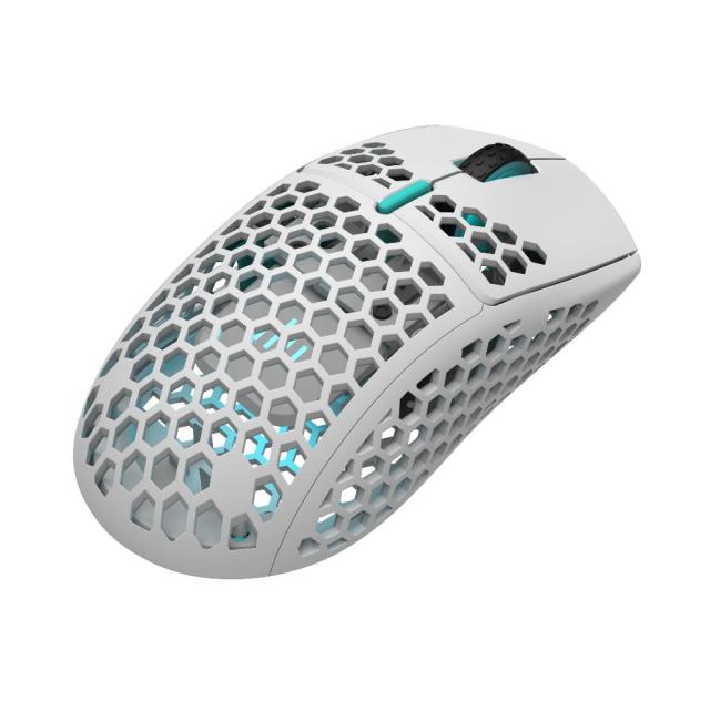 Геймърска мишка Dark Project ME4, Wireless, White/Neon Blue