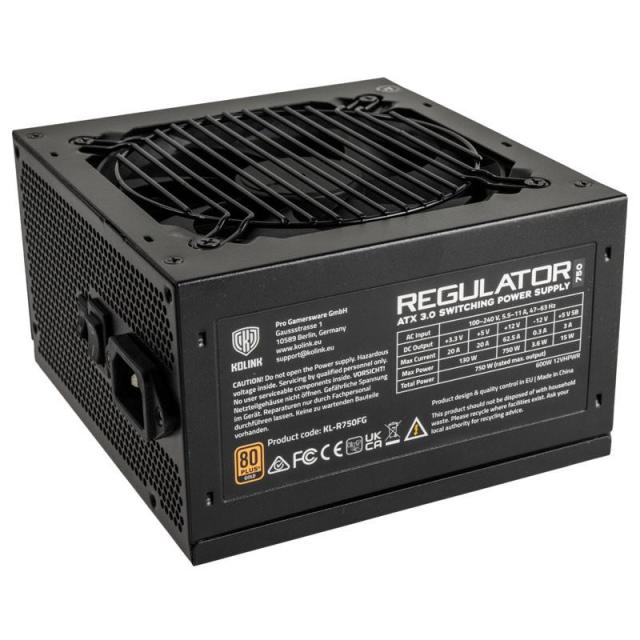 Захранване Kolink Regulator 750W 80+ Gold, Fully Modular, ATX 3.0, PCIe 5.0