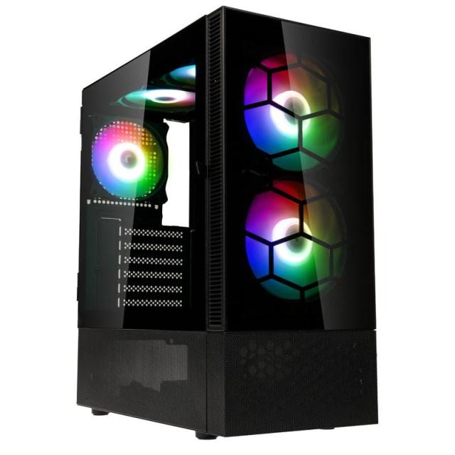 Кутия Kolink Observatory MX Glass ARGB TG Mid-Tower, 2x USB-A 3.0, 1x USB-A 2.0, 1x 3,5 mm HD-Audio, ATX, Micro-ATX, Mini-ITX, Черна