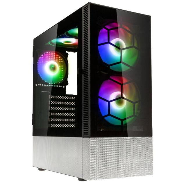 Кутия Kolink Observatory MX Glass ARGB TG Mid-Tower, 2x USB-A 3.0, 1x USB-A 2.0, 1x 3,5 mm HD-Audio, ATX, Micro-ATX, Mini-ITX, Черна, Черно/Бяло