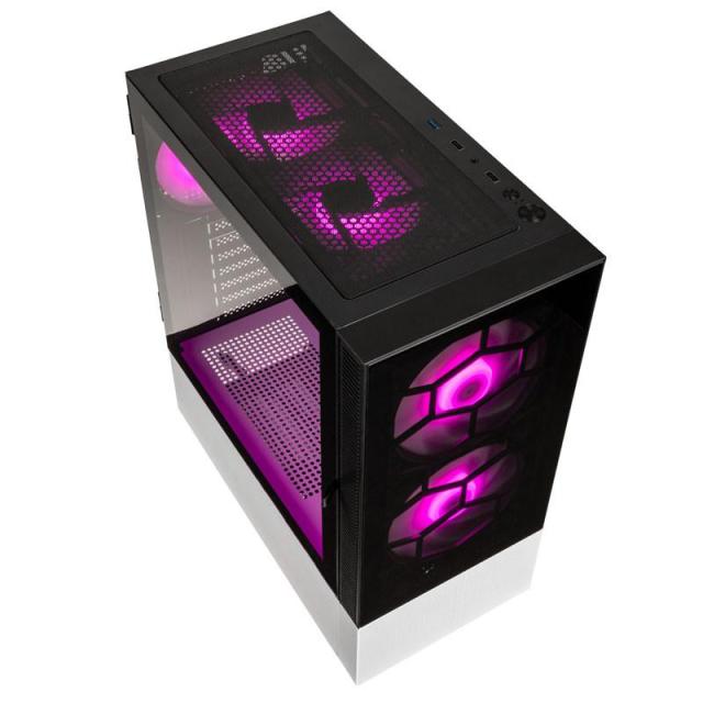 Кутия Kolink Observatory MX Glass ARGB TG Mid-Tower, 2x USB-A 3.0, 1x USB-A 2.0, 1x 3,5 mm HD-Audio, ATX, Micro-ATX, Mini-ITX, Черна, Черно/Бяло