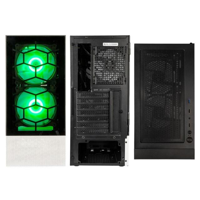 Кутия Kolink Observatory MX Glass ARGB TG Mid-Tower, 2x USB-A 3.0, 1x USB-A 2.0, 1x 3,5 mm HD-Audio, ATX, Micro-ATX, Mini-ITX, Черна, Черно/Бяло