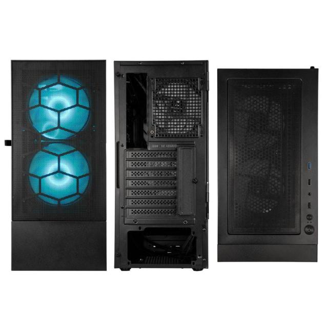 Кутия Kolink Observatory MX Mesh ARGB TG Mid-Tower, 2x USB-A 3.0, 1x USB-A 2.0, 1x 3,5 mm HD-Audio, ATX, Micro-ATX, Mini-ITX,Черна