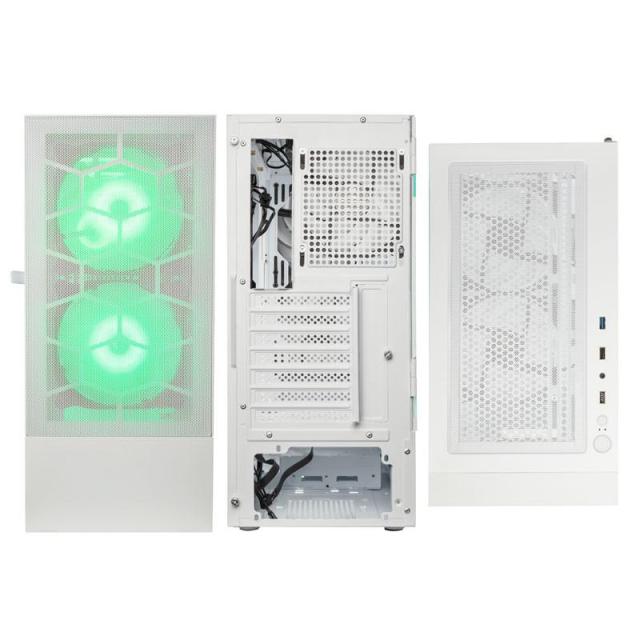 Кутия Kolink Observatory MX Mesh ARGB TG Mid-Tower, 2x USB-A 3.0, 1x USB-A 2.0, 1x 3,5 mm HD-Audio, ATX, Micro-ATX, Mini-ITX, Бял 