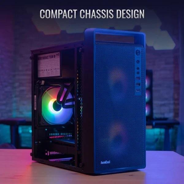 Кутия AeroCool CS-109-G-BK-v1 FRGB, Mini Tower, 1 x USB 3.0, 2 x USB 2.0, HD Audio x 1, mATX Mini-ITX