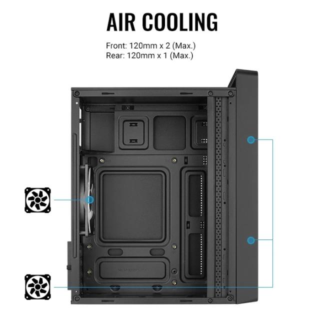 Кутия AeroCool CS-109-G-BK-v1 FRGB, Mini Tower, 1 x USB 3.0, 2 x USB 2.0, HD Audio x 1, mATX Mini-ITX