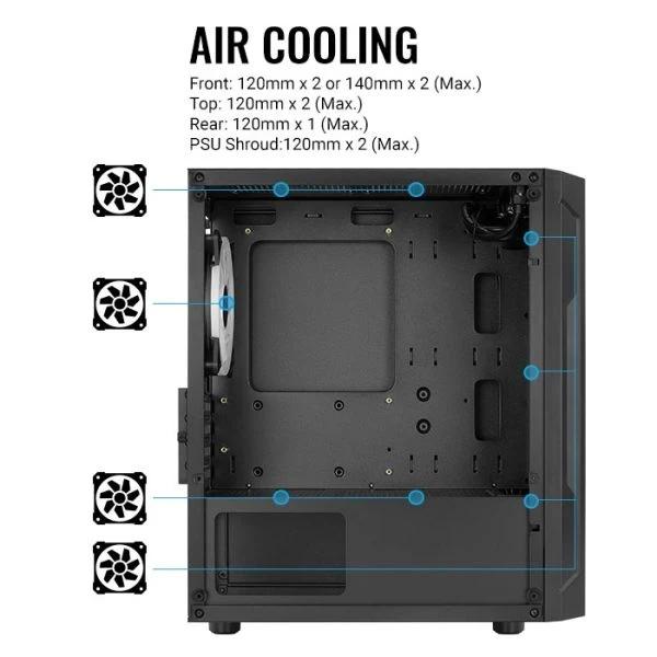 Кутия AeroCool Trinity Mini-G-BK-v3, Tempered Glass, 2 x USB 3.0, 1 x USB 2.0, HD Audio x 1, mATX