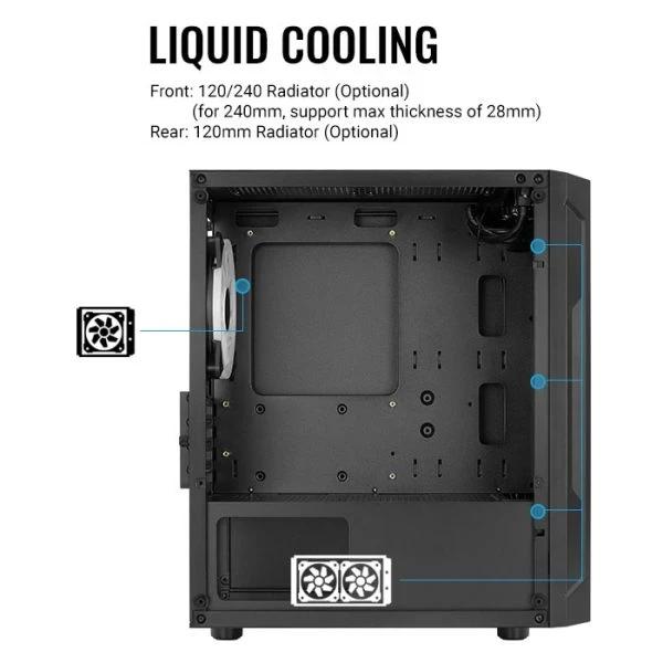 Кутия AeroCool Trinity Mini-G-BK-v3, Tempered Glass, 2 x USB 3.0, 1 x USB 2.0, HD Audio x 1, mATX