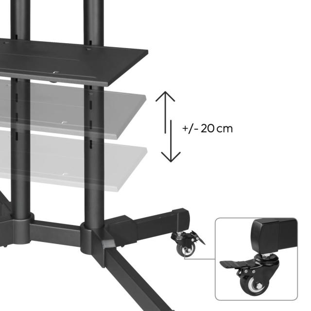 Мобилна стойка за TV HAMA Trolley , до 175см / 70"/ , черна, 600x400,на колела