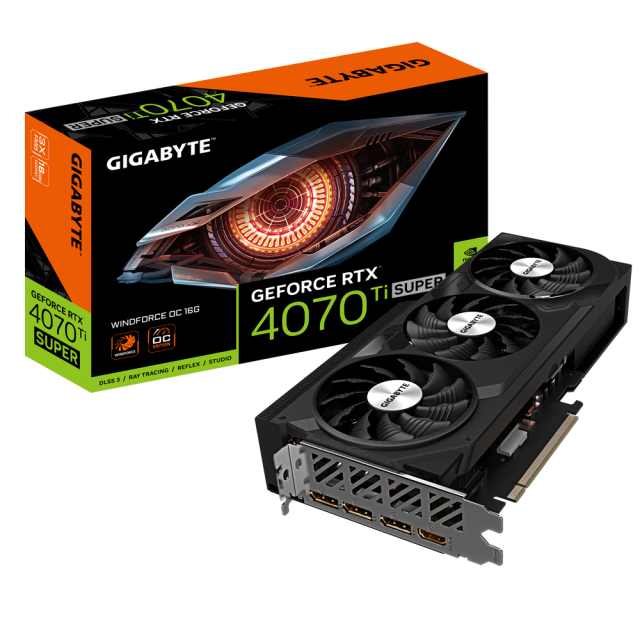 Видео карта GIGABYTE GeForce RTX 4070 TI SUPER WINDFORCE OC 16GB GDDR6X, 256-bit, HDMI, 3x DP