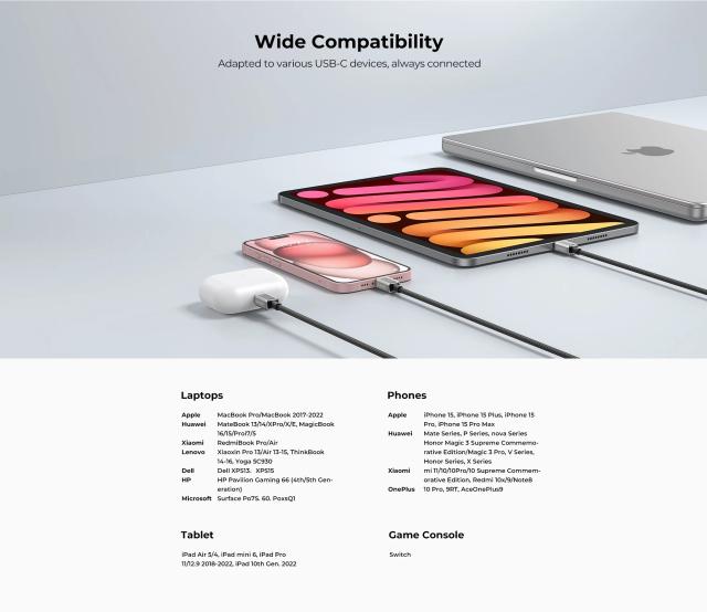 Kабел Orico USB Type-C към USB Type-C PD 60W Charging 1.5m Black