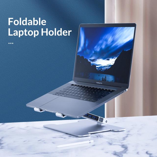 Поставка за лаптоп Orico алуминиева Laptop Stand - Aluminum, 2 x USB3.0, Card Reader, up to 15.6"