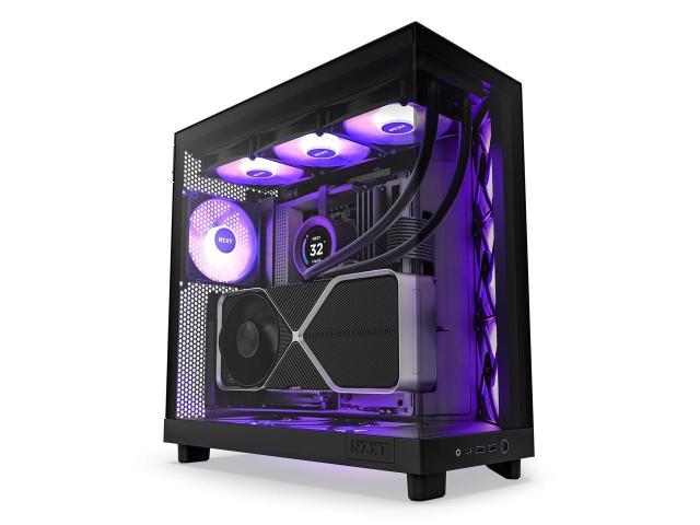 Кутия NZXT H6 Flow RGB Matte Black, Middle Tower, 2x USB 3.2 Gen 1, 1x USB 3.2 Gen 2 Type-C, ATX, Micro-ATX, Mini-ITX