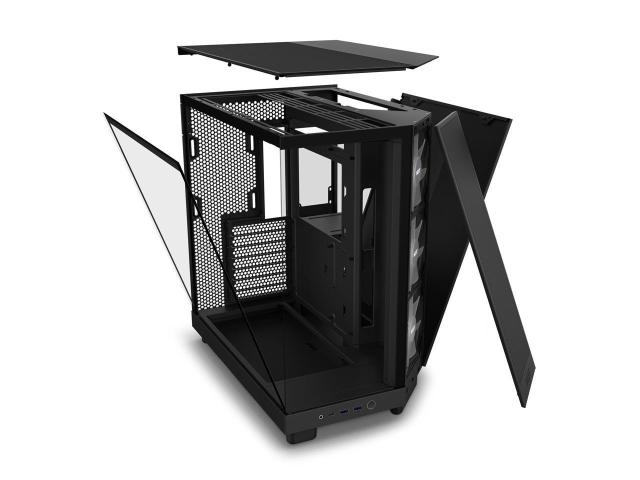 Кутия NZXT H6 Flow RGB Matte Black, Middle Tower, 2x USB 3.2 Gen 1, 1x USB 3.2 Gen 2 Type-C, ATX, Micro-ATX, Mini-ITX