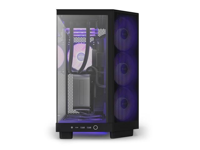 Кутия NZXT H6 Flow RGB Matte Black, Middle Tower, 2x USB 3.2 Gen 1, 1x USB 3.2 Gen 2 Type-C, ATX, Micro-ATX, Mini-ITX