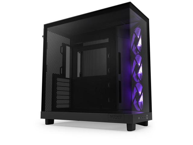 Кутия NZXT H6 Flow RGB Matte Black, Middle Tower, 2x USB 3.2 Gen 1, 1x USB 3.2 Gen 2 Type-C, ATX, Micro-ATX, Mini-ITX